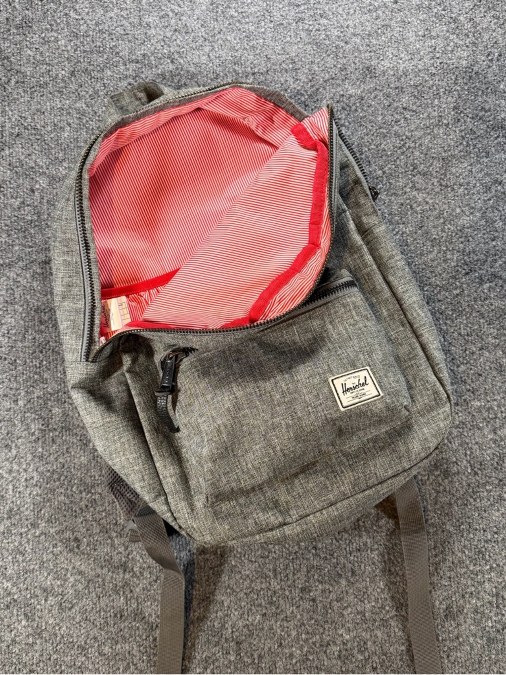 Herschel Supply Company Grey Backpack with Red Striped Lining